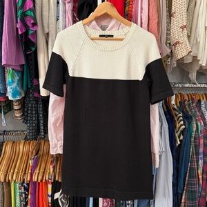 Tibi Coloblock Knit Sweater Mini Dress Medium Black White